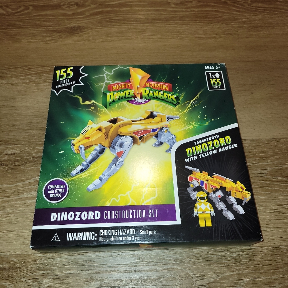 Power Rangers Sabertooth Dinozord Construction Set Yellow Ranger New